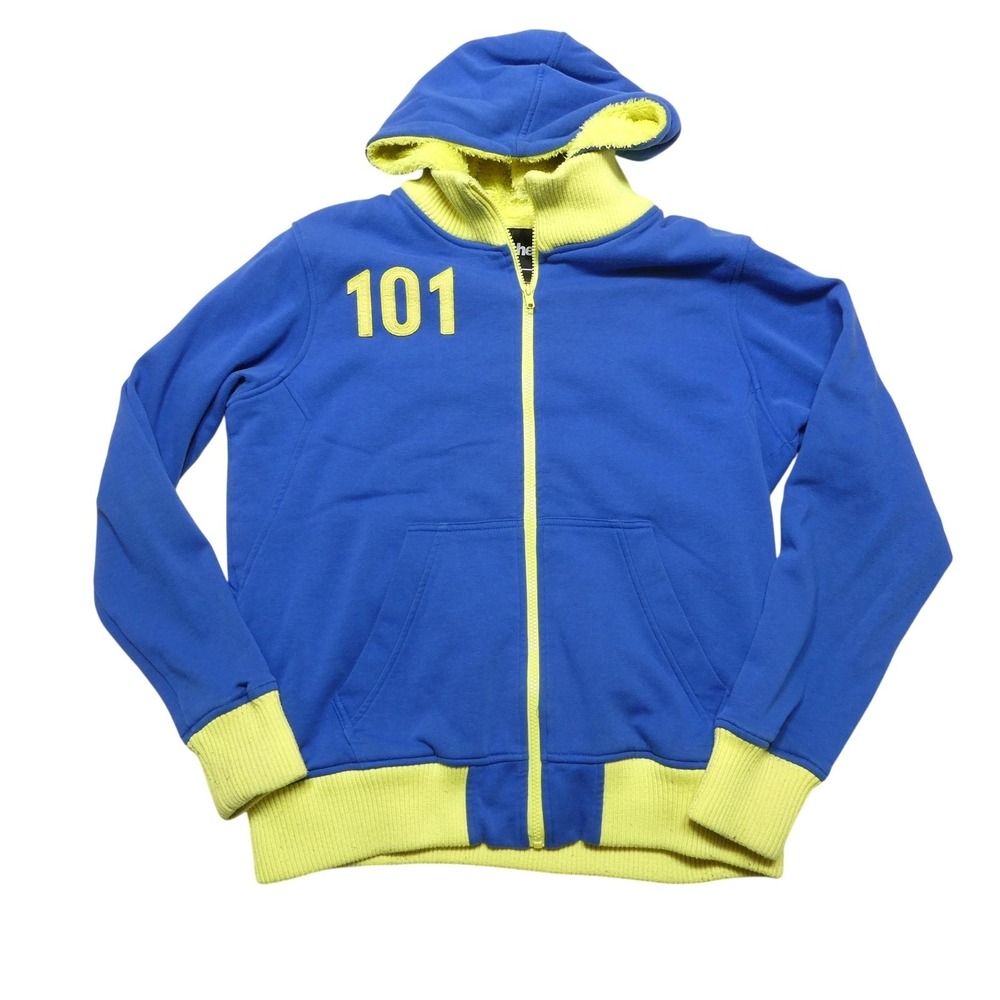 Bethesda Hoodie Sweatshirt Mens Large Blue Vault 101 Full Zip Fleece Lined